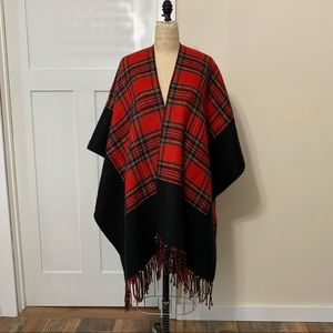 Reversible Heavyweight Plaid Coverup/Ruana/Poncho/Wrap perfect for Fall & Winter